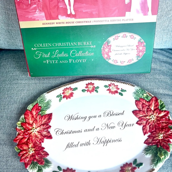 Fitz and Floyd Christmas Poinsettia Platter - Picture 1 of 8